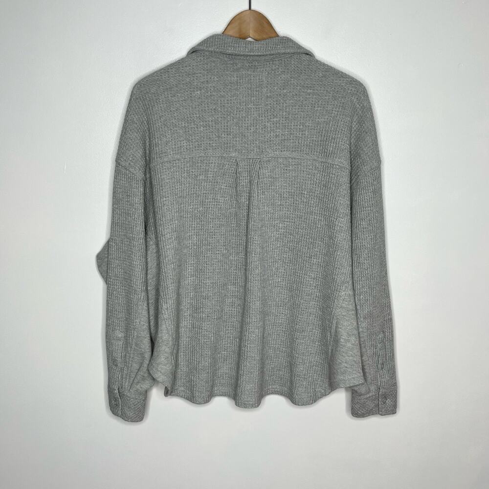 Aerie Lumberjane Waffle Knit Cardigan Sweater Womens Small Gray Button Up - Picture 8 of 9